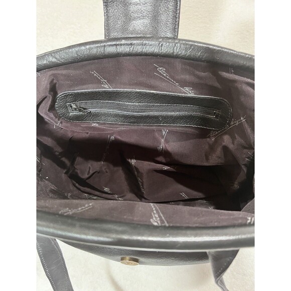 Etienne Aigner Vintage Leather Shoulder Bag Purse In Black W/ Bakelite Closure - Picture 10 of 14